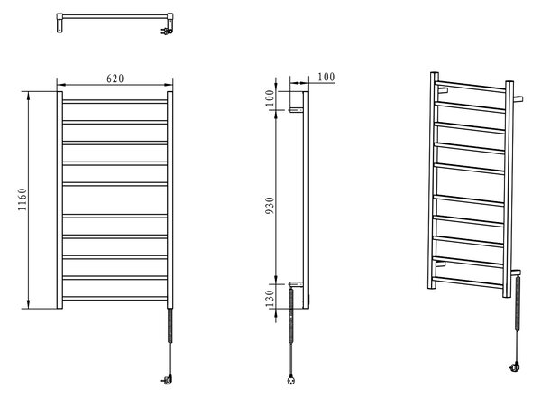 Sapho Sapho, ESKINADO elektrický sušák ručníků, hranatý, 620x1160 mm, 120 W, nerez, ER430V
