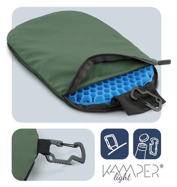 Cestovní podsedák MOSH Kamper light tmavá khaki / černá 34 × 23 × 2,5 cm