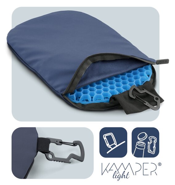 Cestovní podsedák MOSH Kamper light tmavomodrá / černá 34 × 23 × 2,5 cm