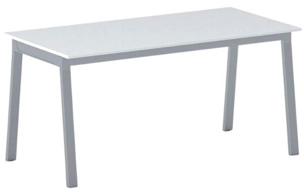 Jednací kancelářský stůl PRIMO BASIC, 160x80 cm, šedostříbrná podnož, bílá