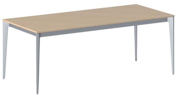 Jednací kancelářský stůl PRIMO ACTION, 200x90 cm, šedostříbrná podnož, buk