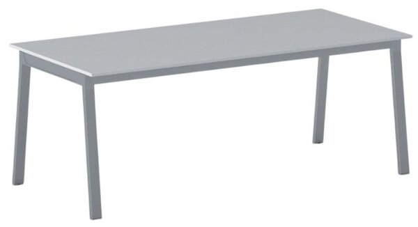 Jednací kancelářský stůl PRIMO BASIC, 200x90 cm, šedostříbrná podnož, šedá