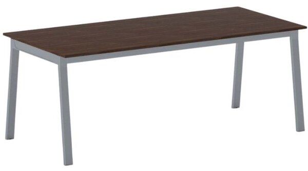 Jednací kancelářský stůl PRIMO BASIC, 200x90 cm, šedostříbrná podnož, ořech