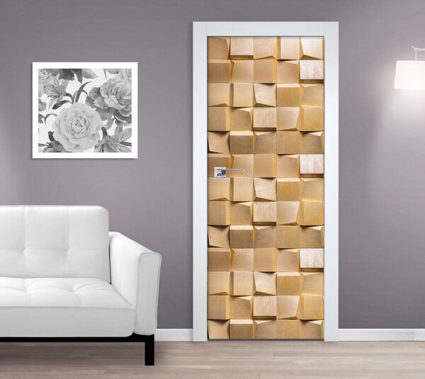 Samolepící fototapeta na dveře 95x210cm - dřevěné kostky, 31