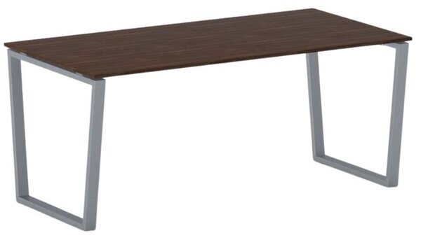 Kancelářský stůl PRIMO IMPRESS, 180x90 cm, šedostříbrná podnož, ořech