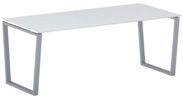 Kancelářský stůl PRIMO IMPRESS, 200x90 cm, šedostříbrná podnož, bílá
