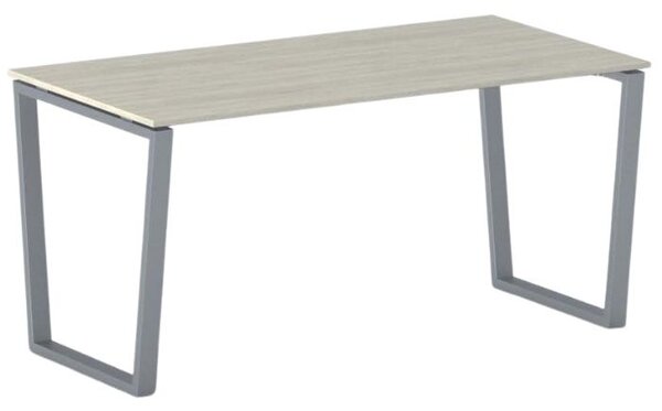 Kancelářský stůl PRIMO IMPRESS, 160x80 cm, šedostříbrná podnož, dub přírodní