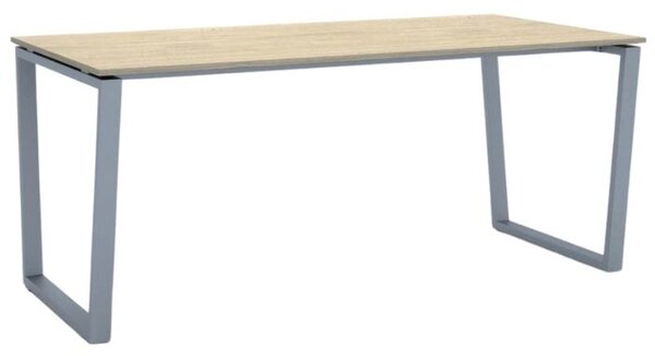Kancelářský stůl PRIMO IMPRESS, 180x90 cm, šedostříbrná podnož, dub přírodní