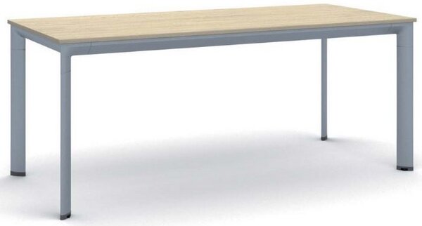 Jednací kancelářský stůl PRIMO INVITATION, 180x80 cm, šedostříbrná podnož, dub přírodní