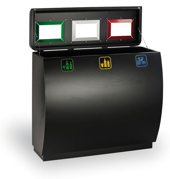 Odpadkový koš na tříděný odpad, 3x50 l, kovový