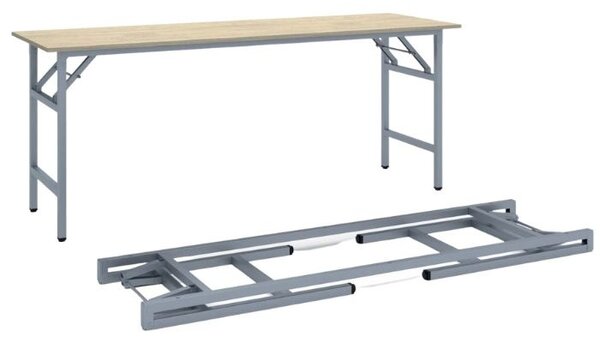 Konferenční stůl FAST READY, 170x50 cm, šedostříbrná podnož, dub přírodní