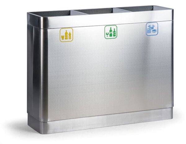 Odpadkový koš na tříděný odpad, 3x44 l, nerezový