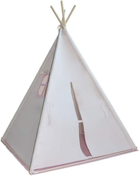 Dětský stan teepee růžovo-béžový s výbavou do pokojíčku