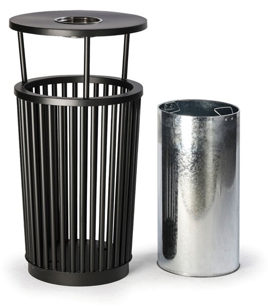Venkovní odpadkový koš s popelníkem, 24 l, kovový