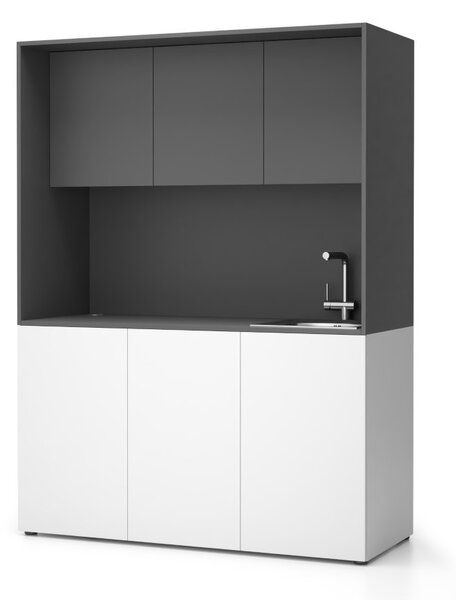 Kuchyňka NIKA se dřezem a baterií 1481 x 600 x 2000 mm, grafitová, pravé