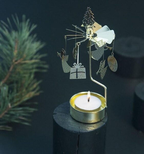 Rotující svícen Christmas Gold