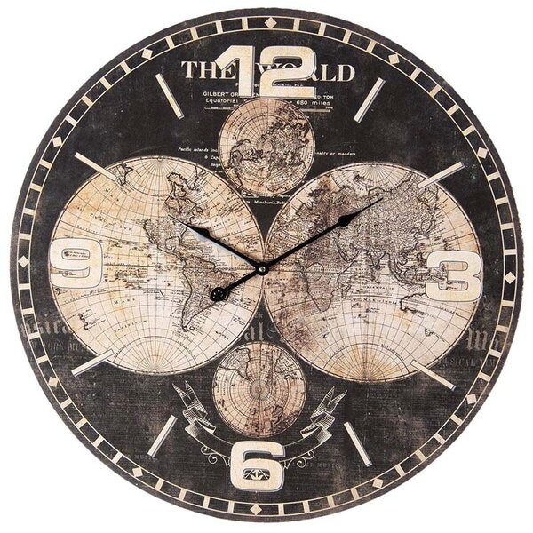 Clayre & Eef Nástěnné hodiny The World, 60 cm