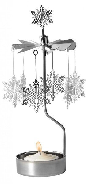 Rotující svícen Snowflakes Silver