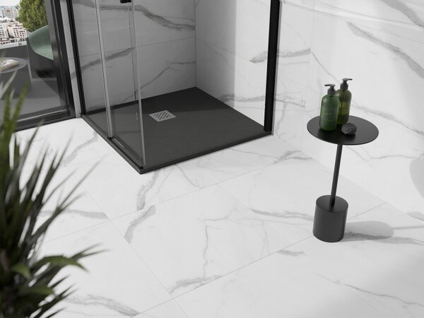 Mexen Stone+, čtvercová vanička z minerálního kompozitu 70 x 70 cm, antracitová, 44717070