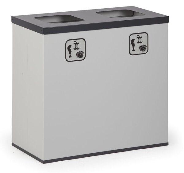 Koš na tříděný odpad, stojan na odpadkové pytle, šedá/tmavě šedá, 2x 42 l