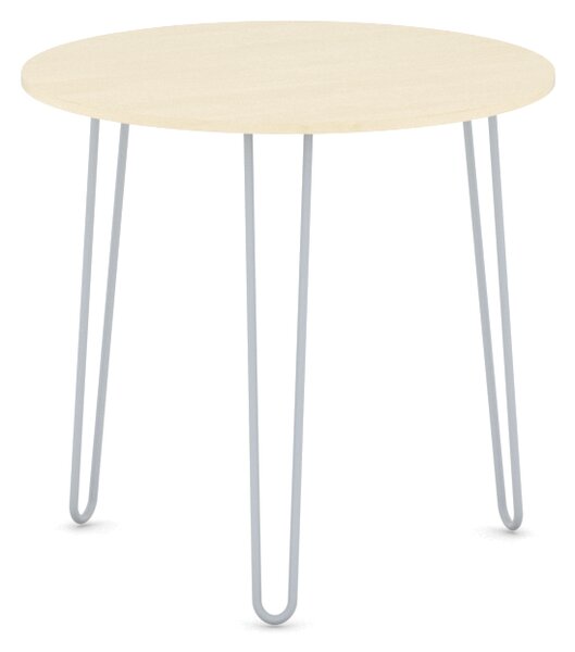 Kulatý jídelní stůl SPIDER, průměr 80 cm, šedostříbrná podnož, bříza