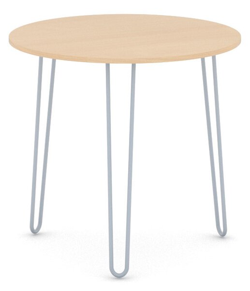 Kulatý jídelní stůl SPIDER, průměr 80 cm, šedostříbrná podnož, buk
