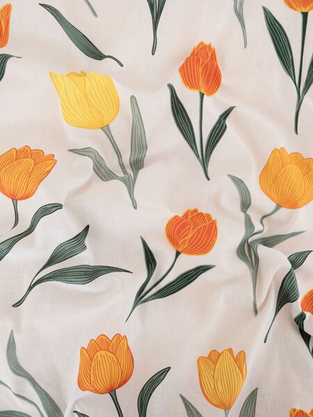MK Lůžkoviny Bavlněný povlak na polštář Renforcé 40 x 40 cm - Květy tulipánů oranžové