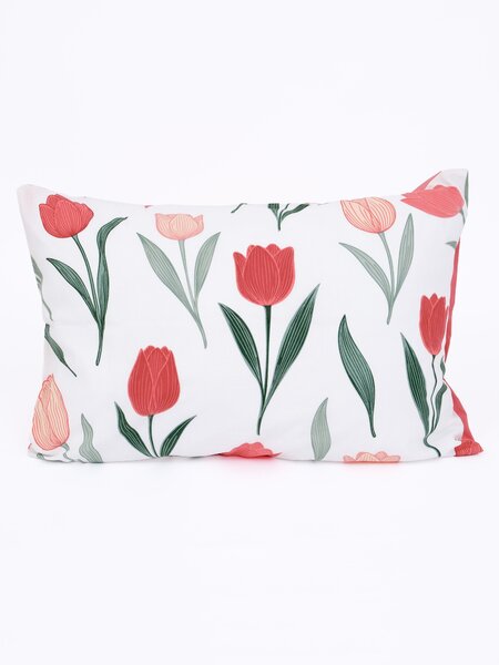 MK Lůžkoviny Bavlněný povlak na polštář Renforcé 40 x 60 cm - Květy tulipánů červené