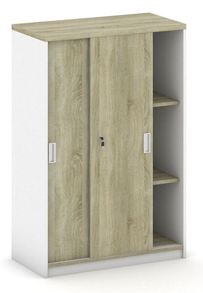 Skříň zasouvací MIRELLI, 800 x 400 x 1200 mm, bílá/dub sonoma