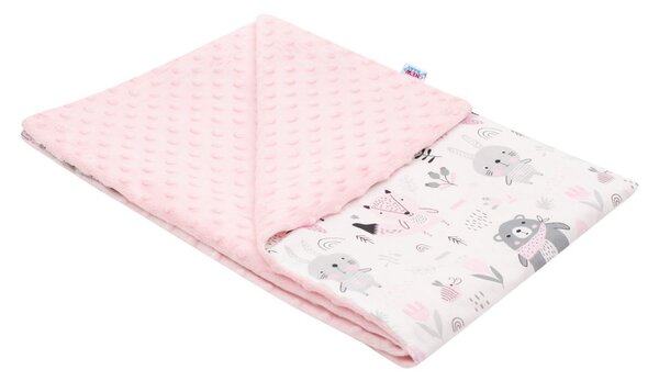 NEW BABY Dětská deka do kočárku z Minky Medvídci růžová Bavlna/Polyester 80x102 cm