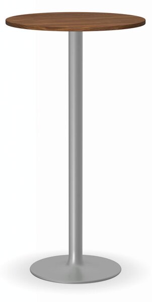 Koktejlový stůl OLYMPO II, průměr 600 mm, šedá podnož, deska ořech