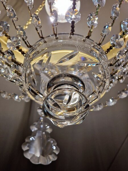 Křišťálová aplika - stropní košová lampa s jednou velkou žárovkou 45339-1-P
