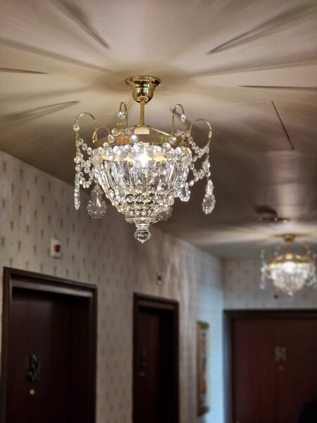 Křišťálová aplika - stropní košová lampa s jednou velkou žárovkou 45339-1-P