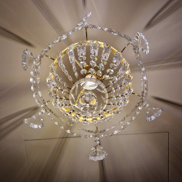 Křišťálová aplika - stropní košová lampa s jednou velkou žárovkou 45339-1-P