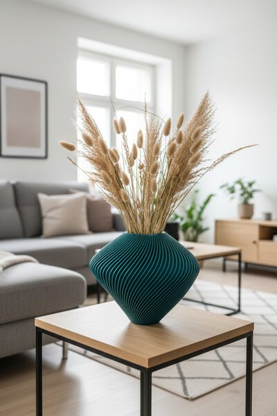 VÁZA TORACE - S jedinečným designem, transformative teal