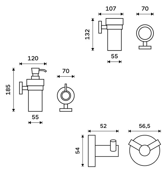 Nimco Unix doplňky do koupelny sada UN set-31W-26