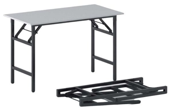Konferenční stůl FAST READY, 120x60 cm, černá podnož, šedá