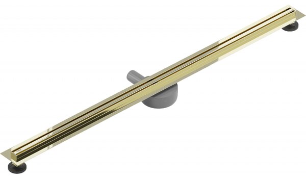MEXEN Flat nerezový sprchový žlab s rotačním 360° sifonem 130 cm, vzor SLIM, zlatá, 1541130