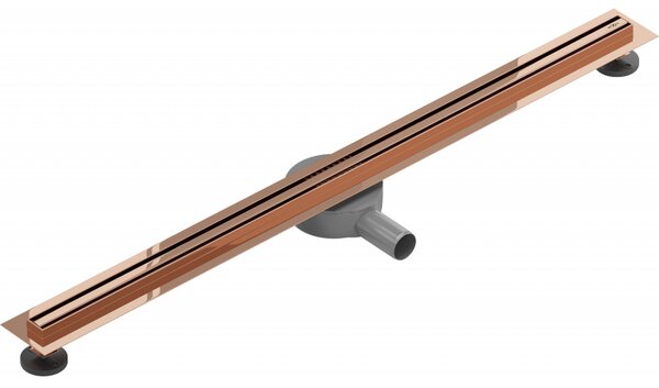 Mexen Flat nerezový sprchový žlab s rotačním 360° sifonem 80 cm, vzor SLIM, růžovo-zlatá, 1641080