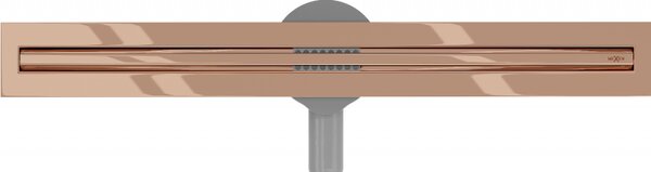 Mexen Flat nerezový sprchový žlab s rotačním 360° sifonem 60 cm, vzor SLIM, růžovo-zlatá, 1641060