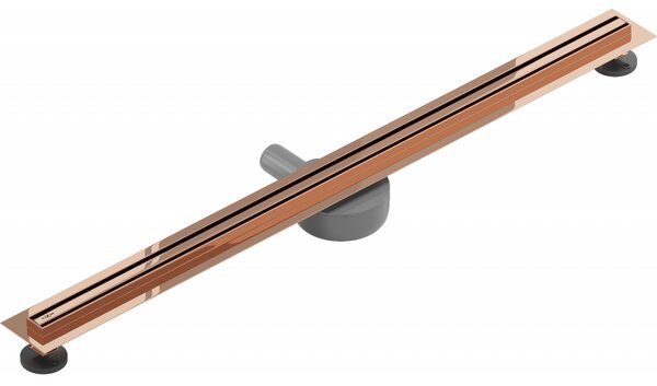 Mexen Flat nerezový sprchový žlab s rotačním 360° sifonem 80 cm, vzor SLIM, růžovo-zlatá, 1641080