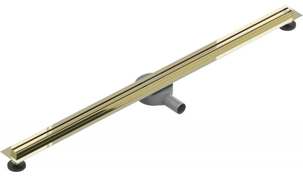 MEXEN Flat nerezový sprchový žlab s rotačním 360° sifonem 130 cm, vzor SLIM, zlatá, 1541130