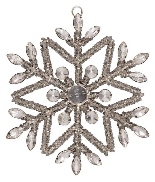 Kovová vánoční ozdoba Snowflake Crystal Silver 12 cm