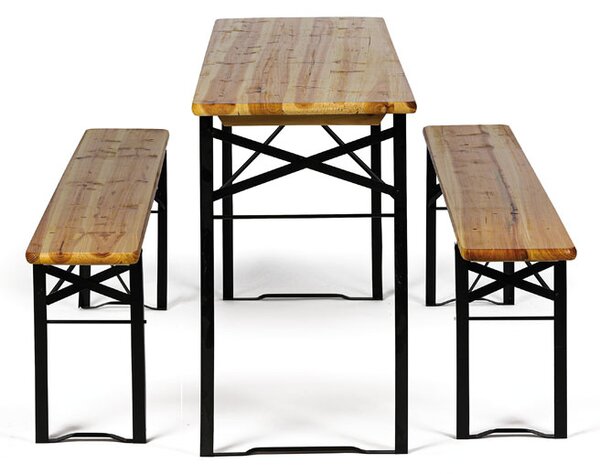 Zahradní pivní set bez opěradel - 2x zahradní lavice, 1x venkovní stůl