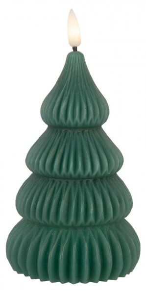 Zelená LED svíčka ve tvaru stromku Bobby – 8x15 cm