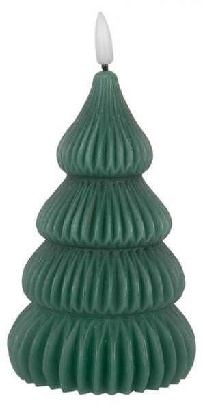 Zelená LED svíčka ve tvaru stromku Bobby – 8x15 cm