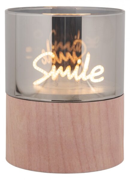 LED dekorace na podstavci imitujícím dřevo Smile – 8x10 cm