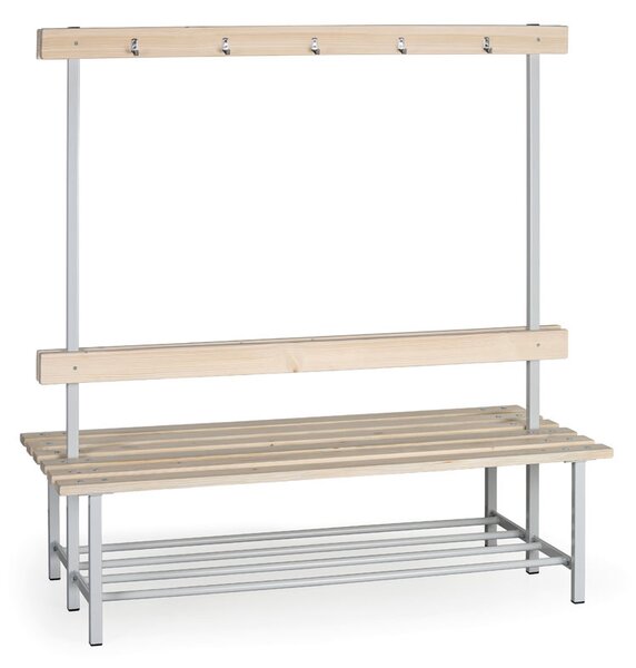 Šatní lavice s věšáky oboustranná, délka 1500 mm