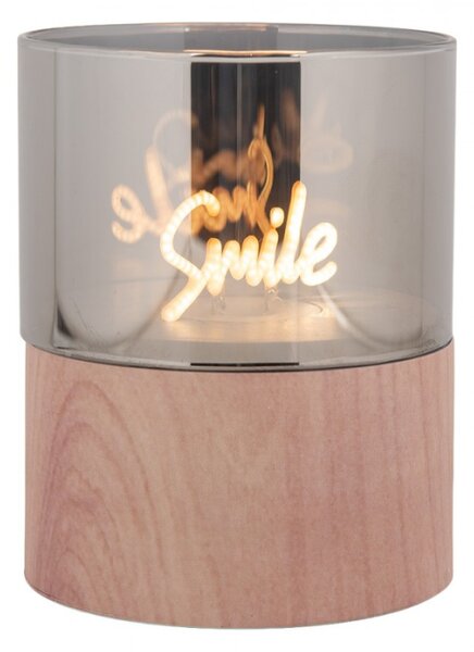 LED dekorace na podstavci imitujícím dřevo Smile – 8x10 cm