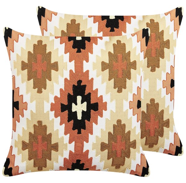 Sada 2 dekorativních polštářů SERAMPORE Bavlna 50 x 50 cm Pestrá Geometrický vzor